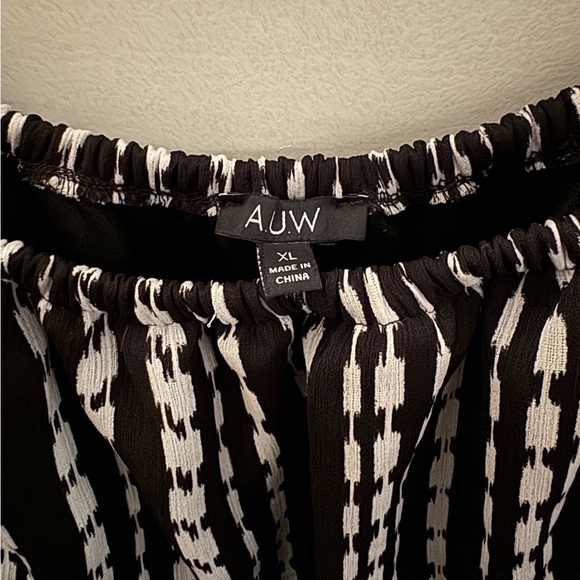 A.U.W Black and White Striped Off-Shoulder Dress - Picture 5 of 7